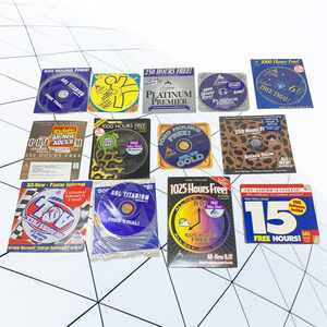 Vintage NEW Lot of 13 AOL America Online Discs/CDs Sealed Bonus AOL Floppy Disc!